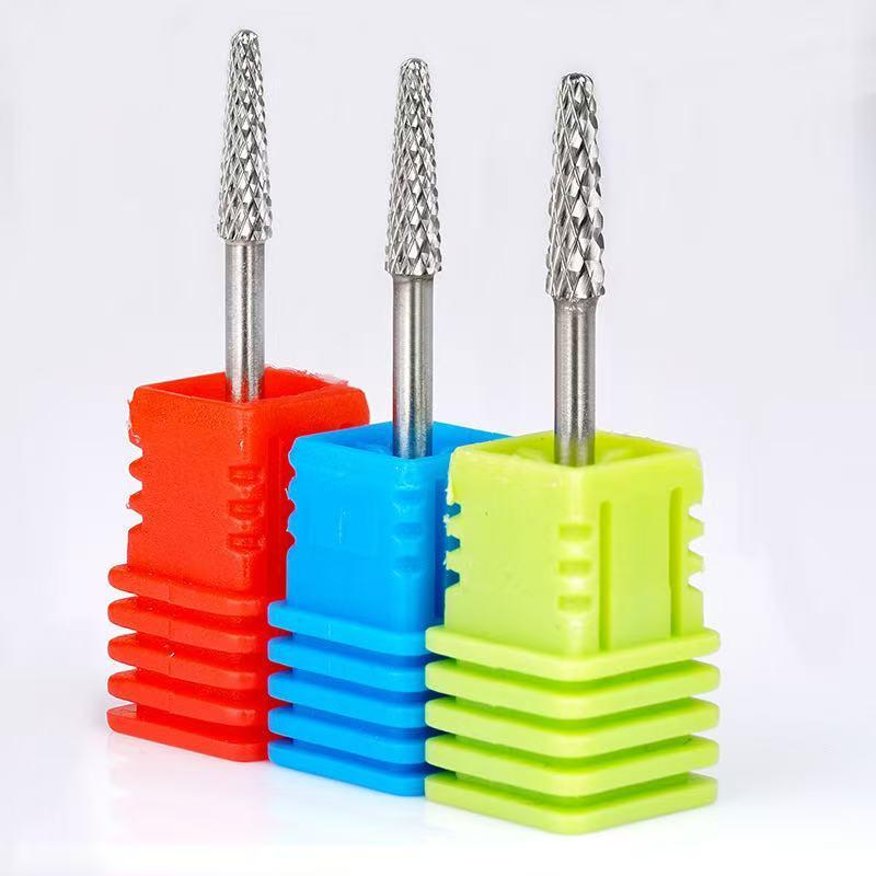 Round head tungsten steel cross tooth nail grinding head, nail polish remover, diamond removal, dead skin removal nail tool with nail machine drill bit